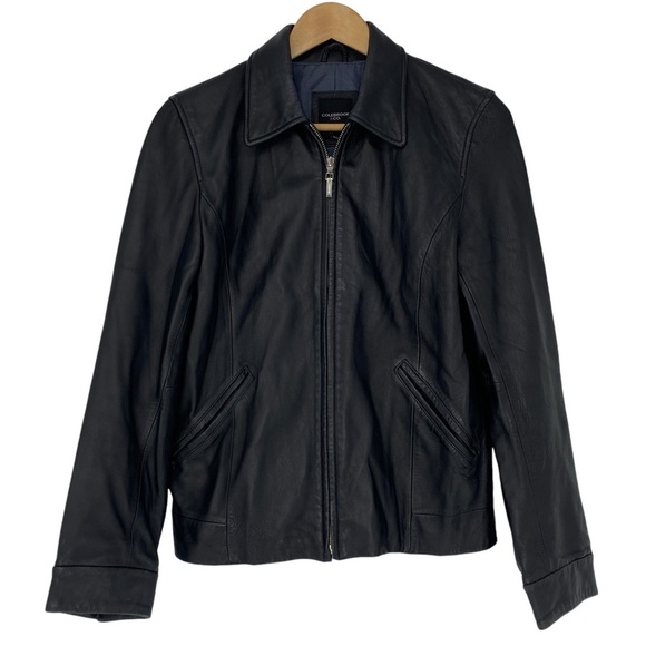 Colebrook black leather zippered jacket women's size small
